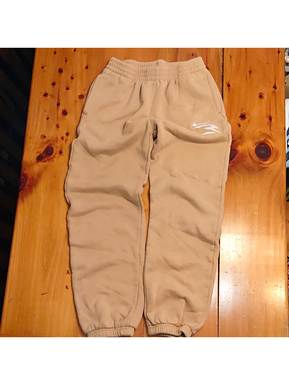 3BRAND Boys Beige Fleece Cotton Sweatpants L Pull-On Elastic Waist Pockets 0034